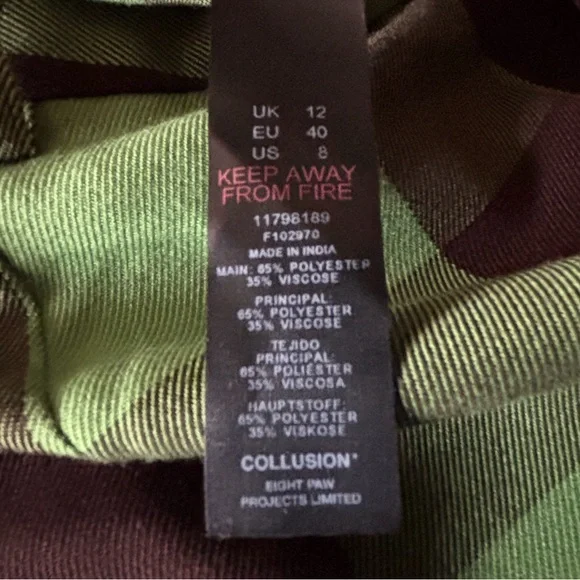 Asos COLLUSION plaid flare pants SIZE 8 Green/ brown - Picture 7 of 8